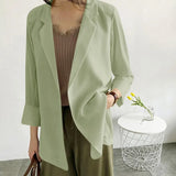 Zingj And Long Loose Chiffon Small Suit Female Chic Summer White Suit Large Size Sunscreen Clothing Thin Coat Air Conditioning