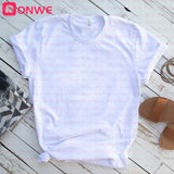 Women Casual Harajuku Fashion T-shirt Feather Print Loose O-neck Short Sleeve Elastic Stretched Summer Home New Tee