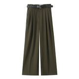 Women's Clothing 2025 New Fashion Comfortable With Belt High-Rise Double-Folded
