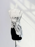 Zingj Lace Blck Heavy Embroidery Irregular Design Sense European Knit Hollow Sleeveless Jacket In The