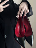 Shoes Tips Light Mouth Fine Heel Sexy Red-Soled High-Heeled Shoes Red Black Patent Leather Single Shoes