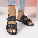 Buckle Flat Bottom Slipper Female Exposed Toe Retro Wind Beach Cool