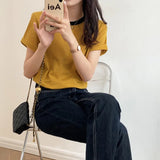 Zingj T-Shirt Short Sleeve Women's Summer Dress 2024 New Round Collar Loose Ins Careful Machine Foreign Style Simple Student