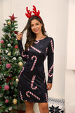 Autumn Spring New Sexy O Neck Long Sleeve Women's Mini Dress Fashion Casual Santa Claus Print Lady Dress 2020
