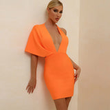 Red Bandage Dress Women Fashion One Shoulder Bodycon Dress 2022 Summer Sexy V-neck Backless Mini Club Party Dresses