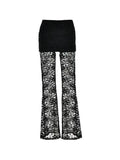 high rise flared trousers with lace