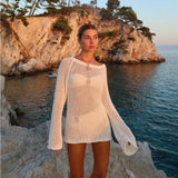 Women's Clothing 2025 Spring New Seaside Vacation Sexy Simple Knitted Jersey Dress Dress