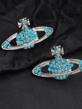 Rhinestone Planet Design Earring- Outfit