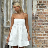 Solid Tube Bandeau Mini Dress-Outfit
