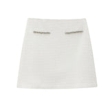 Spring Long Sleeve Water Drill Decoration Short Rough Spinning Ring Velvet Jacket Mini Skirt Suit