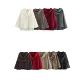 Autumn Women's Asymmetric Scarf Short Knitted Coat W063