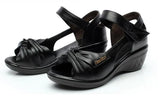 Summer Woman Leather Shoes Soft Outsole Open Toe Sandals Casual Wedges Women Shoes 2021 New Fashion Women
