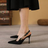 Standing Not Tired Elegant Fashion Shoes Women 2025 Summer Retro Pure Color High Heels Outside Wearing Skirts And Anti-Slip