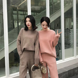 2025 Autumn And Winter New Set Of Sweater Thin Knit Trousers Casual Suit Women's