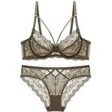 New Plus Size Lace Bra Set Push Up Bras and Panty Set Classic Bandage Underwire Lingerie Set Sexy Ultrathin