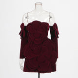 Design-Sensitive Dress Woman 2025 Spring New Sexy Fashion Three-Dimensional Flowers Splicing Body Bra Short