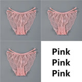 Lace Panties Ice Silk Seamless Panty Women Low Rise Sexy Transparent Floral Briefs Soft Cotton Crotch Underpants