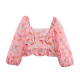New Women's Fashion Simple Print Lantern Long-Sleeved