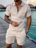Zipper Lapel Shirts And Pockets Shorts Suits Mens Summer Outfits Fashion Streetwear Vintage Printed Two Piece Sets
