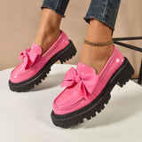 Bow Lefor Shoes Women 2025 Korean Version Of Thick Soles With Lazy British Style Retro Leather