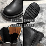 Zingj Boots Female Fall 2023 New British Wind Boots Thick Cheesier Short Boots Ins Damp Cigarette Boots- Outfit