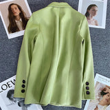 Green Suit Jacket Woman 2025 Spring And Autumn New Leisure Temperament High-End Sense Fried Street Small Suit Suit