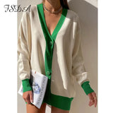 2021 Autumn Winter Green Cardigan Oversized Women Long Sleeve Button Casual Loose Knitted Sweater