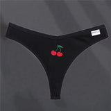 Cotton G-string Women's Panties Sexy Cherry Embroidery Women's Underwear Solid Color Pantys Female Underpants