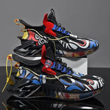 Sneakers New Arrival Men's Blade Running Shoes Graffiti Sports Shoes Outdoor Training White Jogging Shoes Trendy Men