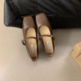 Zingj Temperament Square Head Shallow Mouth Casual Flat Bottom Versatile Single Shoes In 2024 Spring And Autumn New Soft Bottom Comfortable Low Heel Women's Single