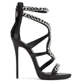 Red, White, Black High-Heeled Sandals, Bags, Chains, Sexy High-Heeled Shoes,