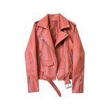 2022 Spring Autumn Pu Faux Leather Jacket Women Purple Zipper Slim Short Biker Jackets Coat Female Outwear Veste Femme