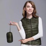 New Women 90% White Duck Down Vest Women Ultra Light Duck Down Vest Jacket Autumn Winter Round Collar Sleeveless