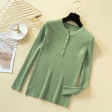 Button Sweater Women Basic Slim Knitted Pullover Women Sweaters Pullovers Jumper Autumn Winter Korean Style Women