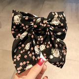 Dot Floral Print Hair Clips Girls Daisy Bow Hairpin Pastoral Retro Style Barrettes Big Bowknot Hairpin Hair