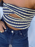 Twist Cutout Crop Bandeau Top-Outfit