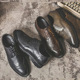 Zingj Men's Shoes Spring / Summer 2023 Business Formal Wear Leather Shoes Block Carved Flower Pointed Men's Leather Shoes