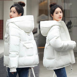 New 2022 Women Short Jacket Winter Thick Hooded Cotton Padded Coats Female Korean Loose Puffer Parkas Ladies