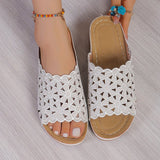 Large-Size Simple Flowers Hollow Thick Bottom Slippers Women Outside The Slope And Light Beach Cold