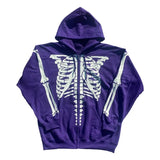Gothic Diamonds Skeleton Jacket Coat Zip Up Hooded Autumn Black Brown Sweatshirt Women Vintage Harajuku Punk
