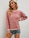 Winter New 2022 Leopard Knit Pullover Fashion Casual Style Women's Loose Round Neck Pullover Long Sleeve Sweater