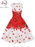Dress Women Vintage Elegant Party Dress Retro Swing Floral Print Sleeveless Casual Midi Sundress