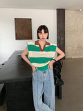 Patchwork Knitted Striped Tank Top Sleeveless Summer Top Korean Fashion 2022 New Harajuku Streetwear Tanktop