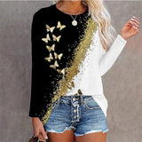 Spring Autumn New Fashion Solid T-shirts Harajuku Long Sleeve Cotton Tee Shirts Elegant Y2K O Neck Female Clothes Top