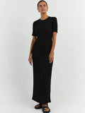 Ribbed Short Sleeve Maxi Dress&nbsp;-Outfit