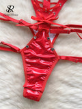 Strap PU Leather Sexy Bodysuits Ladies Sleeveless Hollow Out Lingerie Erotic Nightwear Fashion Backless Sexy