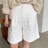 White Linen Shorts Wide Leg Summer Shorts Woman High Waist Shorts Streetwear