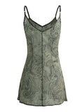 Backless Printed Slip Mini Dress-Outfit