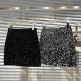 2022 Autumn Winter New Arrival Bright Sequins Short Bodycon Skirt Women