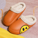 FUNKY 2021 Winter Women's Shoes EVA Faux Fur Non-slip Sole Fleece Sock Smiley Face Slipper Shoes For Women Couple